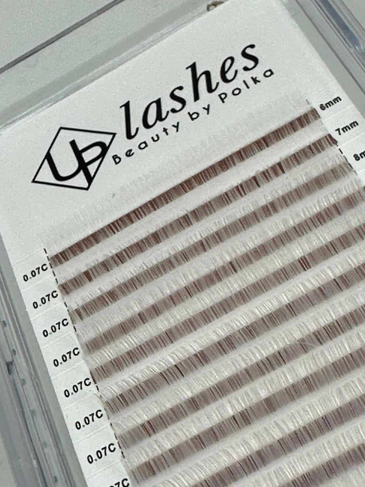 Beauty by Polka white lash extensions in transparent packaging