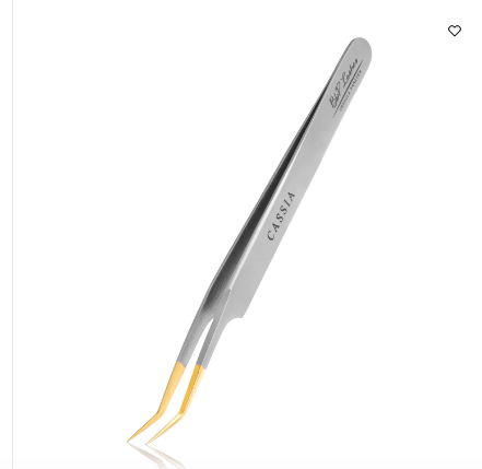 A professional stainless steel tweezer with curved tips, designed for separation in eyelash extensions.