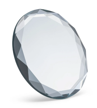 A clear glass glue holder with a mirror-like coating, designed for eyelash extension application and cleaning.