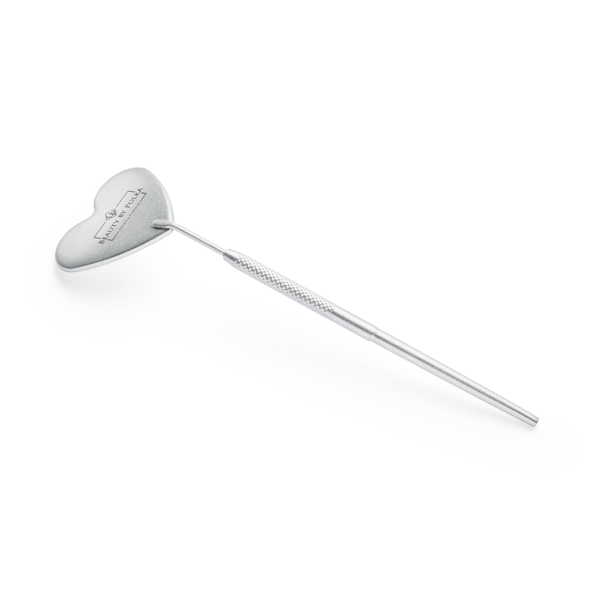 Silver heart-shaped mirror by Beauty by Polka