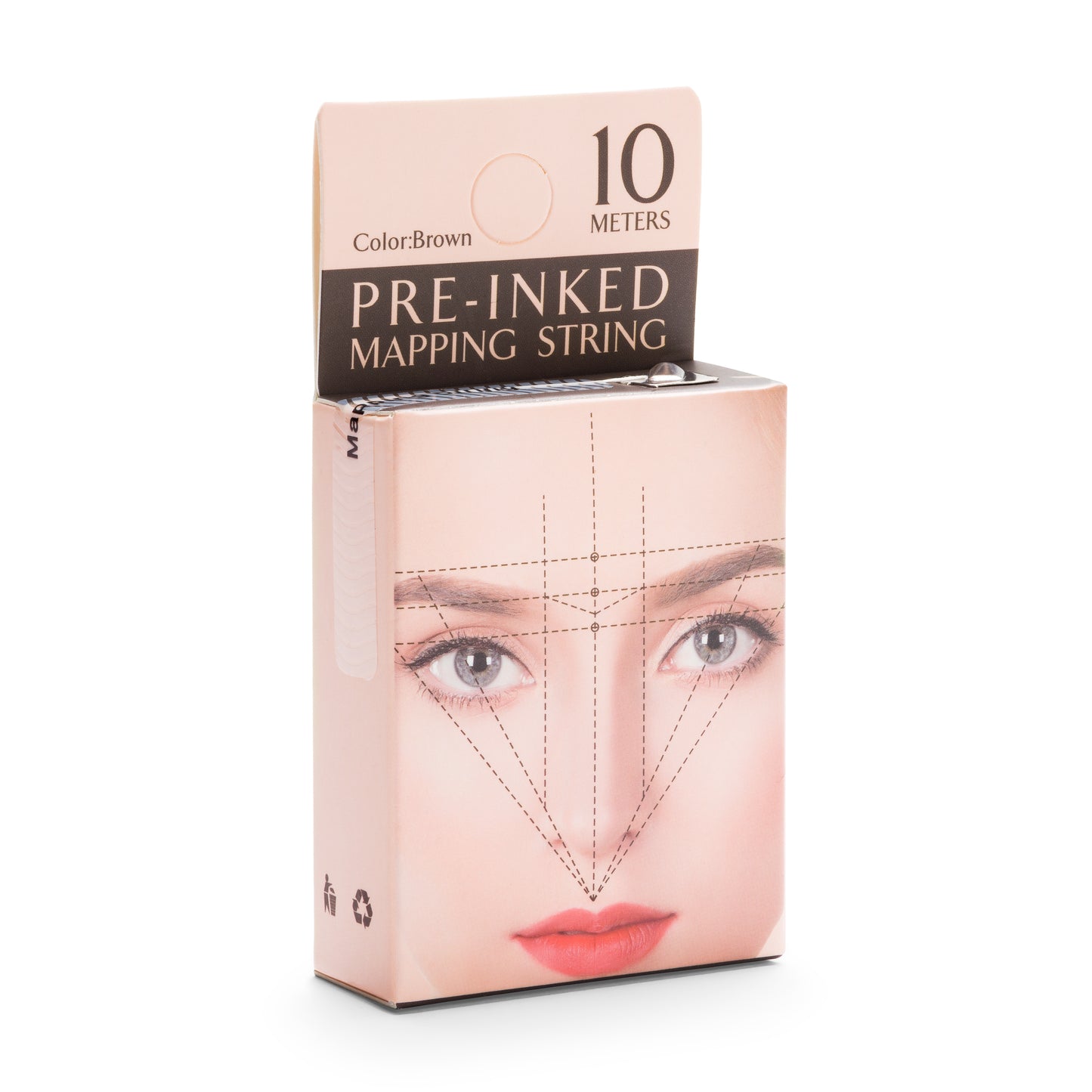 Brown eyebrow mapping thread with pre-applied ink