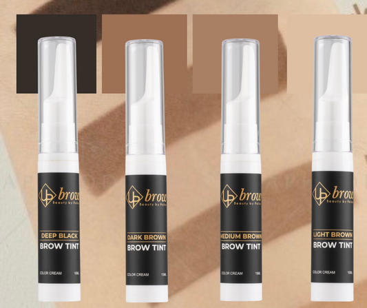 Four Brow Beauty Brow Tint bottles in different colours professionals